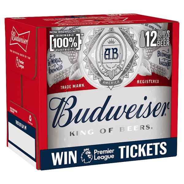BUDWEISER BOTTLE 12 x 300ML