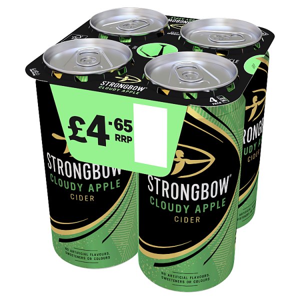 STRONGBOW CLOUDY APPLE CAN  PM £4.65 4.0% ABV 4 x 440ML
