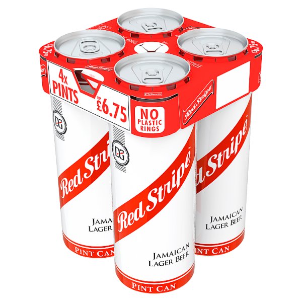 RED STRIPE PINT CAN PM £6.75 4.7% ABV 4 x 568ML