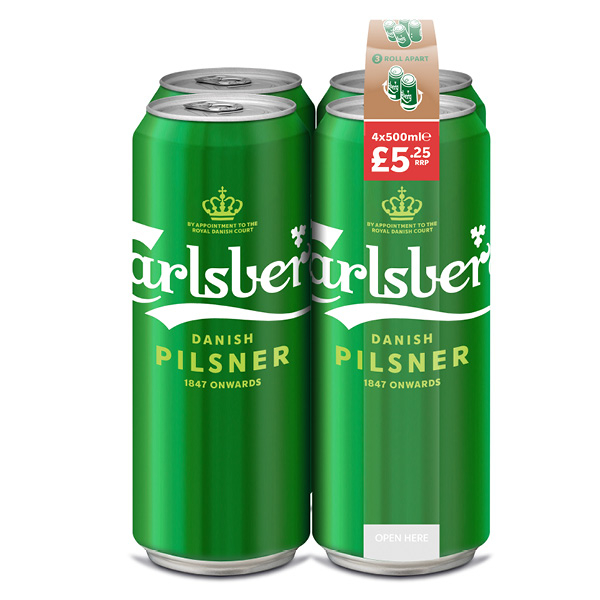 CARLSBERG BEER CANS PM £5.25  4 x 500ML