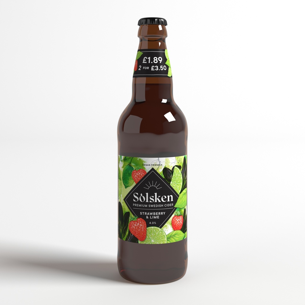 SOLSKEN STRAWBERRY & LIME BOTTLE 12 x 500ML