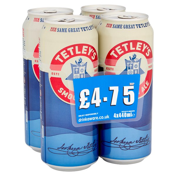 TETLEY SMOOTH ALE CAN PM £4.75 4 x 440ML