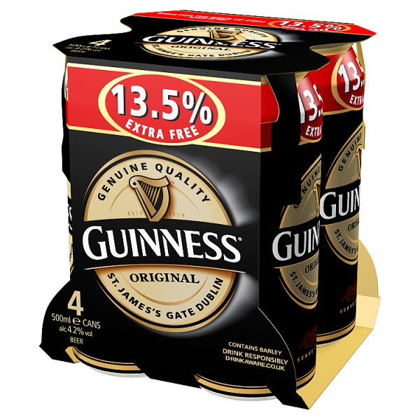 GUINNESS ORIGINAL CAN + 13.5% EXTRA 4 x 500ML