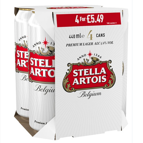 [ALC117560] STELLA ARTOIS CAN PM £5.49 4 x 440ML