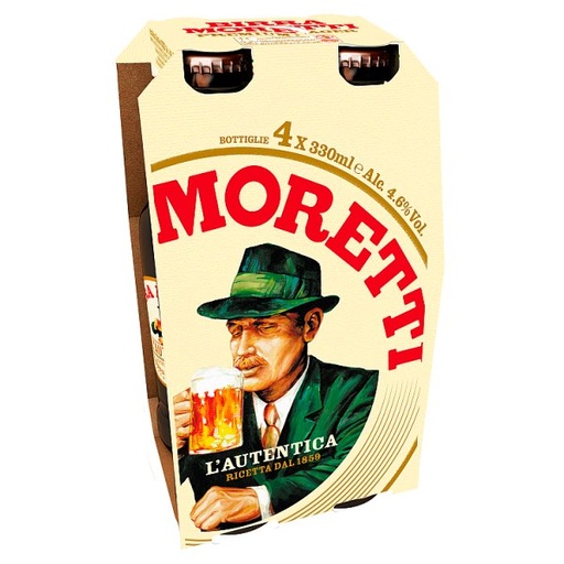 [ALC988415] BIRRA MORETTI BOTTLE 4.6% ABV 4 x 330ML