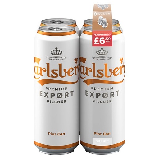 [ALC990121] CARLSBERG EXPORT BEER PINT CAN PM £6.59 4 x 568ML